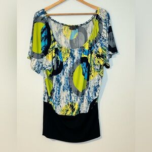 CMM Abstract Print Tunic Top Multicolor Medium